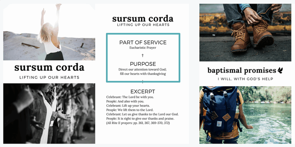 Screenshots of Liturgy Illuminated cards
